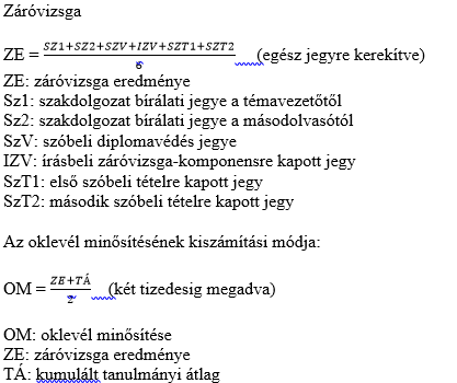 záróvizsga számítása